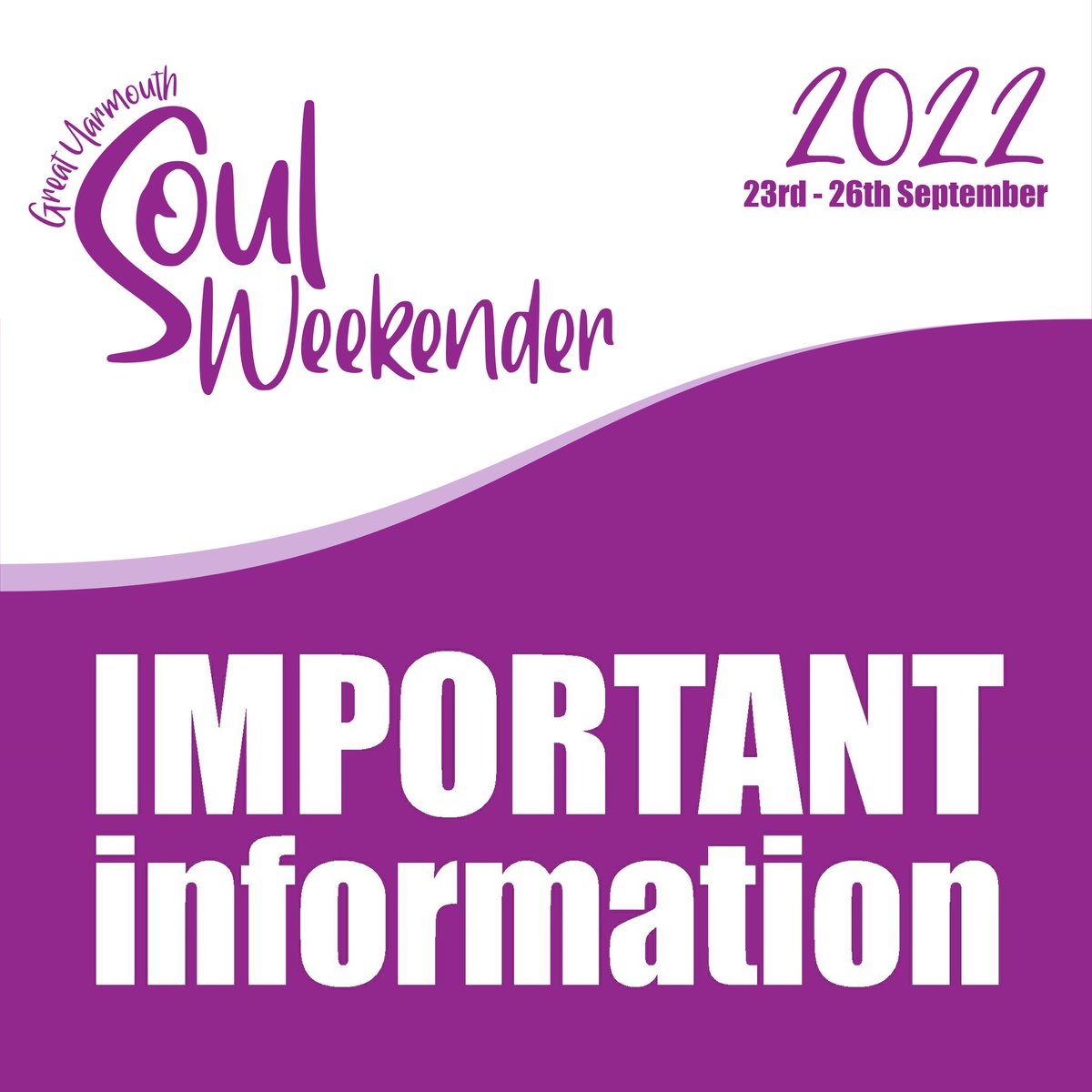 🚨  BALANCE PAYMENT DUE TODAY!

Just a friendly reminder for those who haven't yet had a chance to pay your balance for the Great Yarmouth Soul Weekender, 23 - 26 Sept 2022!

Please call 0330 818 0671 (Monday to Fridays 10am - 4pm).

#GYSW #GreatYarmouthSoulWeekender