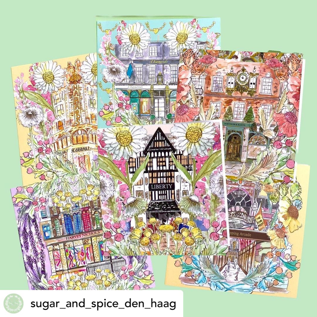 ClaireLouiseH's tweet photo. Posted @withregram • @sugar_and_spice_den_haag Sugar &amp; Spice #henries #cards #artcards #infullbloom #flowers #greetingcards #Netherlands #artist #shopwindows #clairelouise https://t.co/ul8iziFe29 
@EvelynePhoto #London https://t.co/MoIJMjXeg0