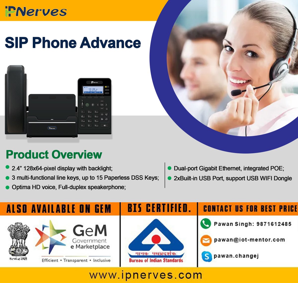 SIP PHONE ADVANCE for Commercial, Industrial & Official Uses.
𝐅𝐨𝐫 𝐭𝐡𝐞 𝐎𝐝𝐞𝐫
📞+919871612485
🌐 ipnerves.com/SIP-Phone-Adva…
#sip #sipphone #phone #landlinephone #commercial #Official #multilanguage #industrial #school #college #metro #Malls #IPBased #ipnerves #BPO