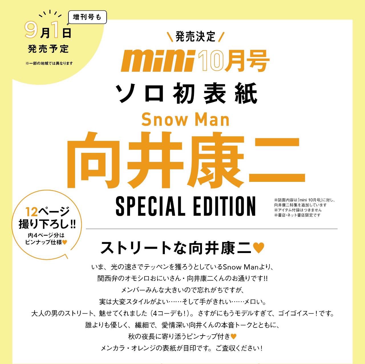 SnowMan 向井康二 雑誌 mini