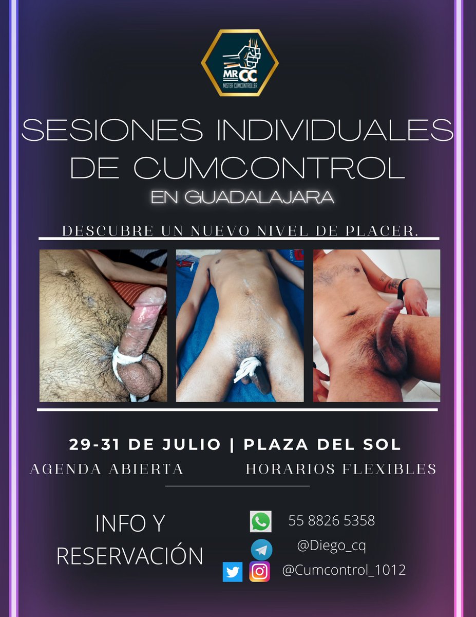 Buenos días

Comienza la cuenta regresiva para mi VIAJE A GDL (29-31 de julio).

Debido a la buena respuesta, abrimos un par de lugares más, quieres agendar aún? Sesión individual o grupal 😉
MANDA MD.

#GDLgay #gay #cumcontrol #edging 
❤️🔁