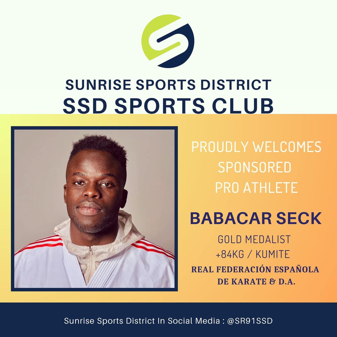 sprtxclub's tweet photo. Meet our first @SR91SSD Sports Club Sponsored Pro Athlete, Babacar Seck ; a World Gold Medalist in Kumite & part of @RFEKarate 🇪🇸
Welcome Babacar to our FL District! 🇺🇸
#sr91ssd #SunriseSportsDistrict #SSDSportsClub #babacarseck #kumite #karate #proathlete #martialarts #gold https://t.co/bE978V5Qy1