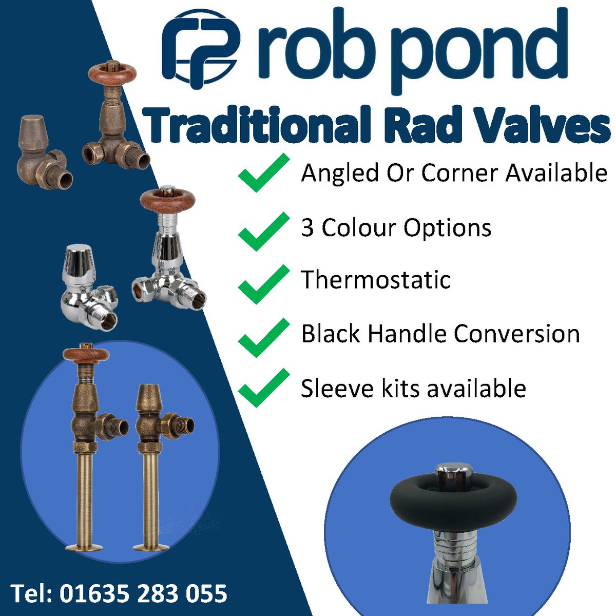 Traditional thermostatic valves available. The perfect combination with your column radiator. Traditional valves for a traditional property. #traditional #Cottage #plumbingsupplies #heatingsupplies #RADIATOR #thermostatic #column #antiquebrass #Chrome #brushednickel #blackhandle