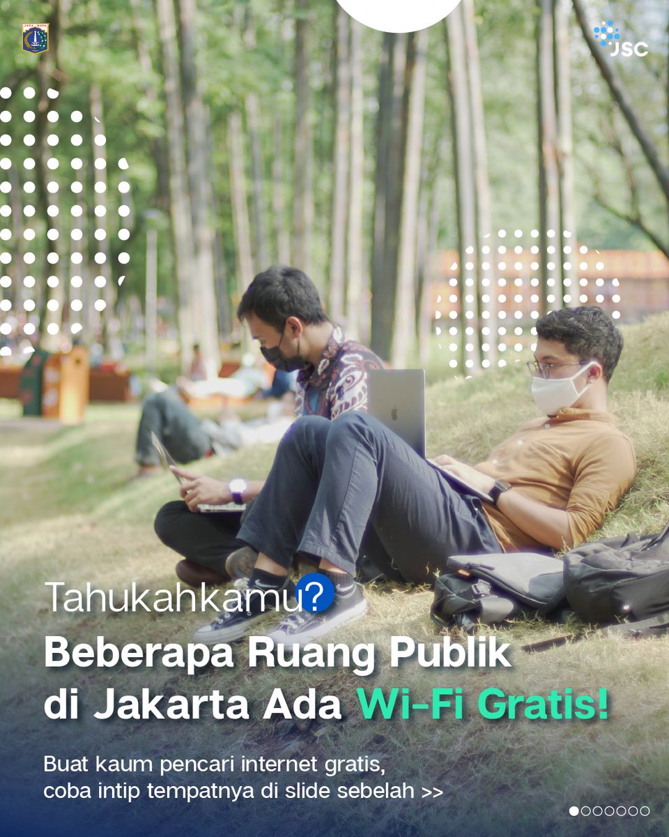 jkt_smartcity's tweet photo. Smartcitizen, kalian tau enggak kalau taman-taman di Jakarta sudah mulai terintegrasi dengan jaringan Wifi gratis?🤩 

Kini, ada 11.854 titik Wifi gratis yang bisa kamu akses di Jakarta!

#JakartaSmartCity #Taman #JAKI #JakWifi #JakartaKolaborasi https://t.co/dC8vjMIUay