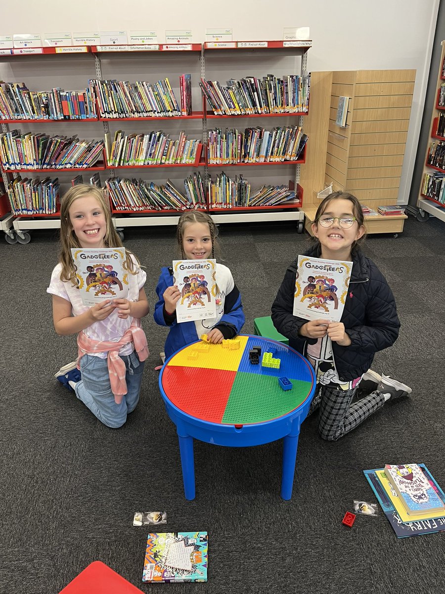 What better way to spend a rainy day during the holidays. In our local library joining the summer reading challenge. Gadgeteers at the ready! The Eaton & Sewell girls are all set with a pile of exciting books. @Deboraheaton16 @StJosephsLeigh 👏🏻👏🏻 📚 📚