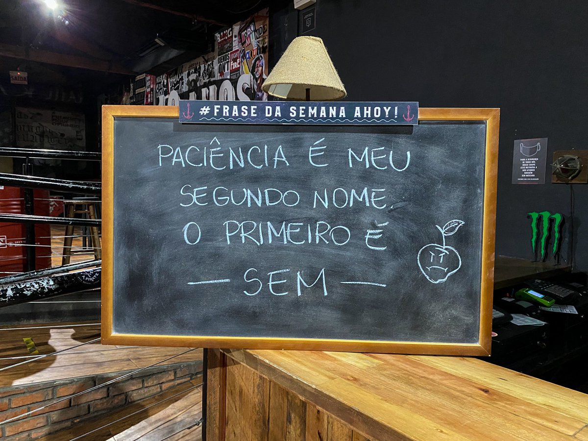 ahoyblumenau's tweet photo. “Paciência é meu segundo nome. O primeiro é SEM” 😤
#FilosofiaDeBar #FraseDaSemanaAhoy https://t.co/aCJOCtbupC