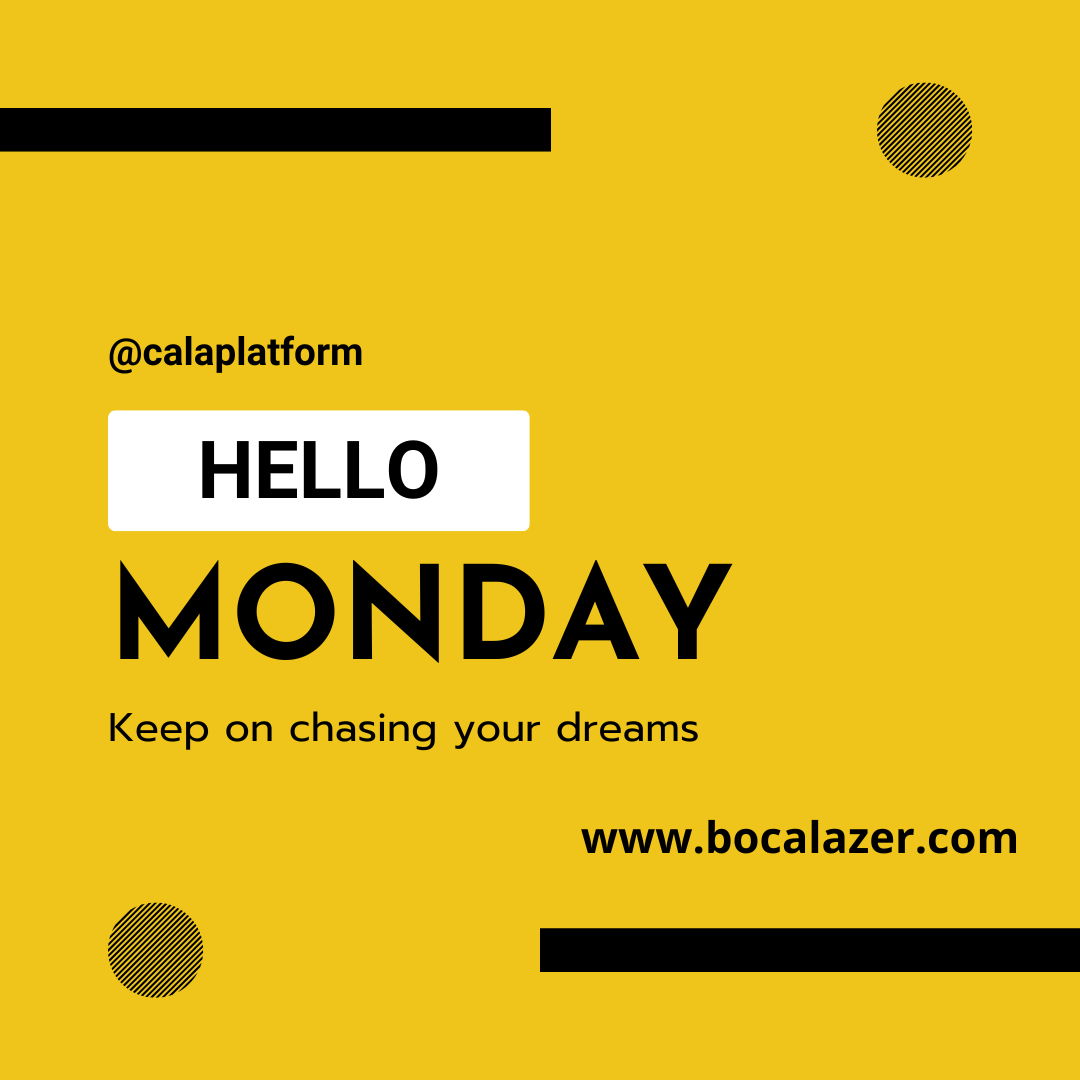 calaplatform's tweet photo. HAPPY NEW WEEK!
It's a new week to continue chasing your dreams with a new spirit. Have a productive week ahead!
.
.
.
.
#calacares #calainvest #calamonday #calatechnology #calalaunch #calaplatform https://t.co/TCKRJ9EdRF