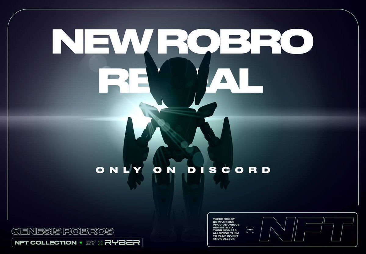 Ryberof's tweet photo. Monday reveal, Ryberians 🚀

Happy to show all of ya a brand new #GenesisRobro cyber pet, what is his main mission on RyberVerse❓

✉️ Drop your ideas in comments ⇨

https://t.co/SBFObbagMm

#NFT #NFTCommunity #Crypto https://t.co/2eYS3Ikq9R