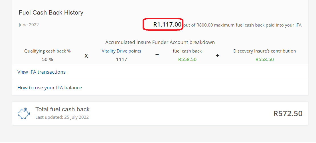 RNXaccounting's tweet photo. My fuel cashback was actually R1117 for June 2022 as I use the IFA. Would you like to hear more? #LiveLifewithVitality #VitalityRewards #ilovecullinan #DSYAdviser #VitalityActiveRewards https://t.co/Mu23tCa5QY