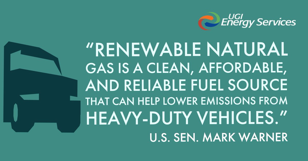 UGIEnergy's tweet photo. ICYMI: New bipartisan legislation introduced by U.S. Sens. Warner (D-VA) and Burr (R-NC) to help increase greater renewable natural gas (#RNG) use by heavy-duty vehicles: “further supporting clean and efficient and transportation across the country.” ➡️ https://t.co/wJB4C1rUhV https://t.co/Y1gGsRmrd4