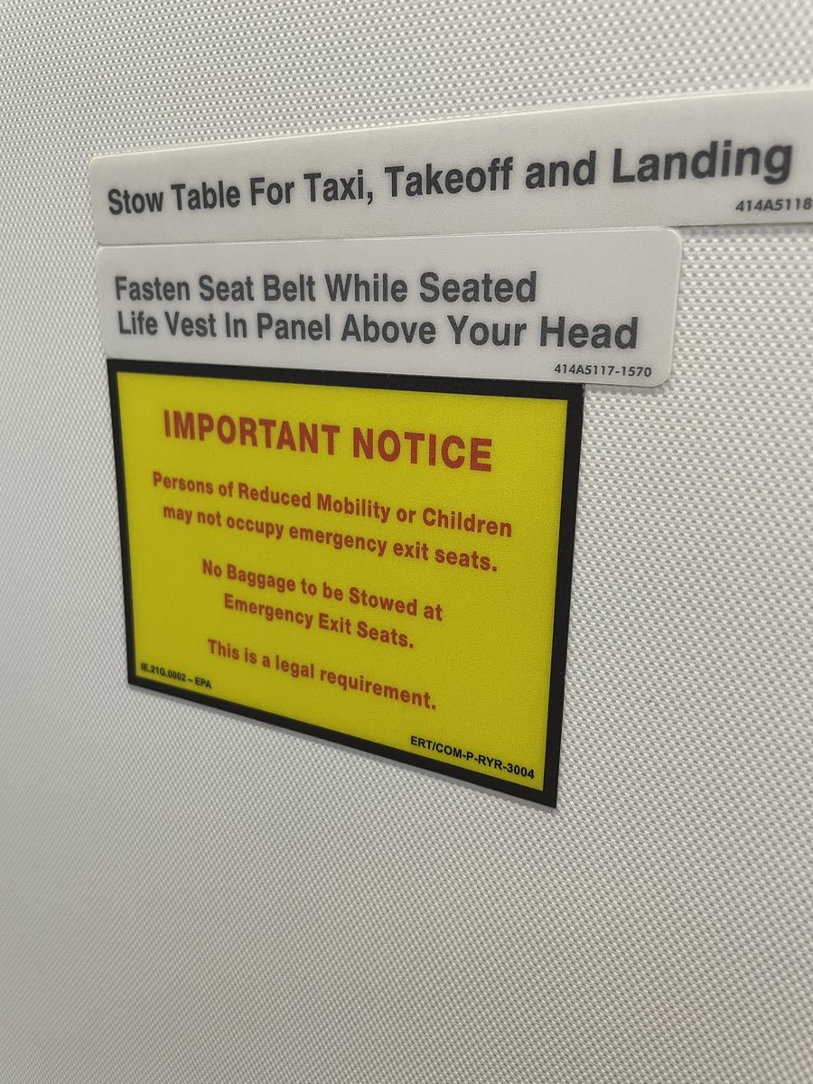 ckp2105's tweet photo. @Ryanair I think your seat allocation system needs reviewing. How is it possible for my 13 year old to be allocated an emergency exit seat and for me to have to ask to be moved just prior to take off even though your cabin crew had shown her to the seat? https://t.co/DXG5RS1lWw
