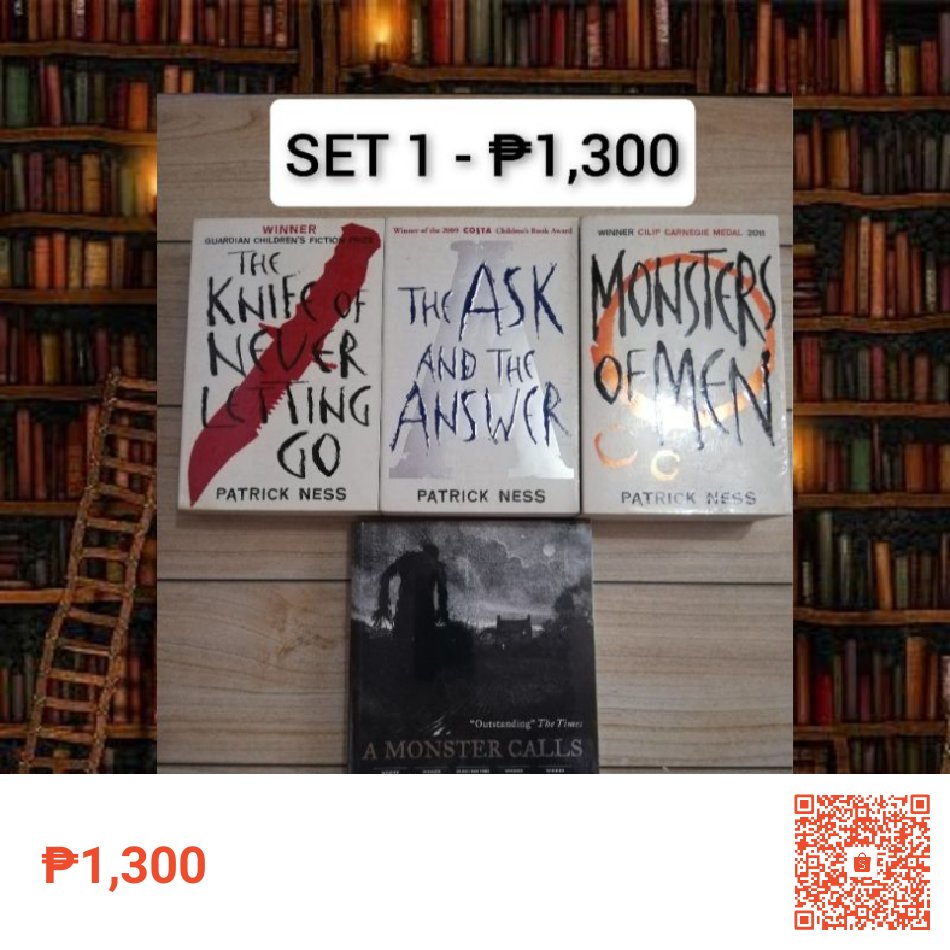 books4uph's tweet photo. I'm selling SET 1 (Chaos Walking) (A Monster Calls)(4 Books) for ₱1,300. Get it on Shopee now!
 https://t.co/Oq9G5MNBub

#ShopeePH #book #books #bookph #booksph #bookforsale #bookforsaleph #booksforsale #booksforsaleph #booksale #booksaleph #bookshop #bookstore #bookstagram https://t.co/m13nV9o3Rv