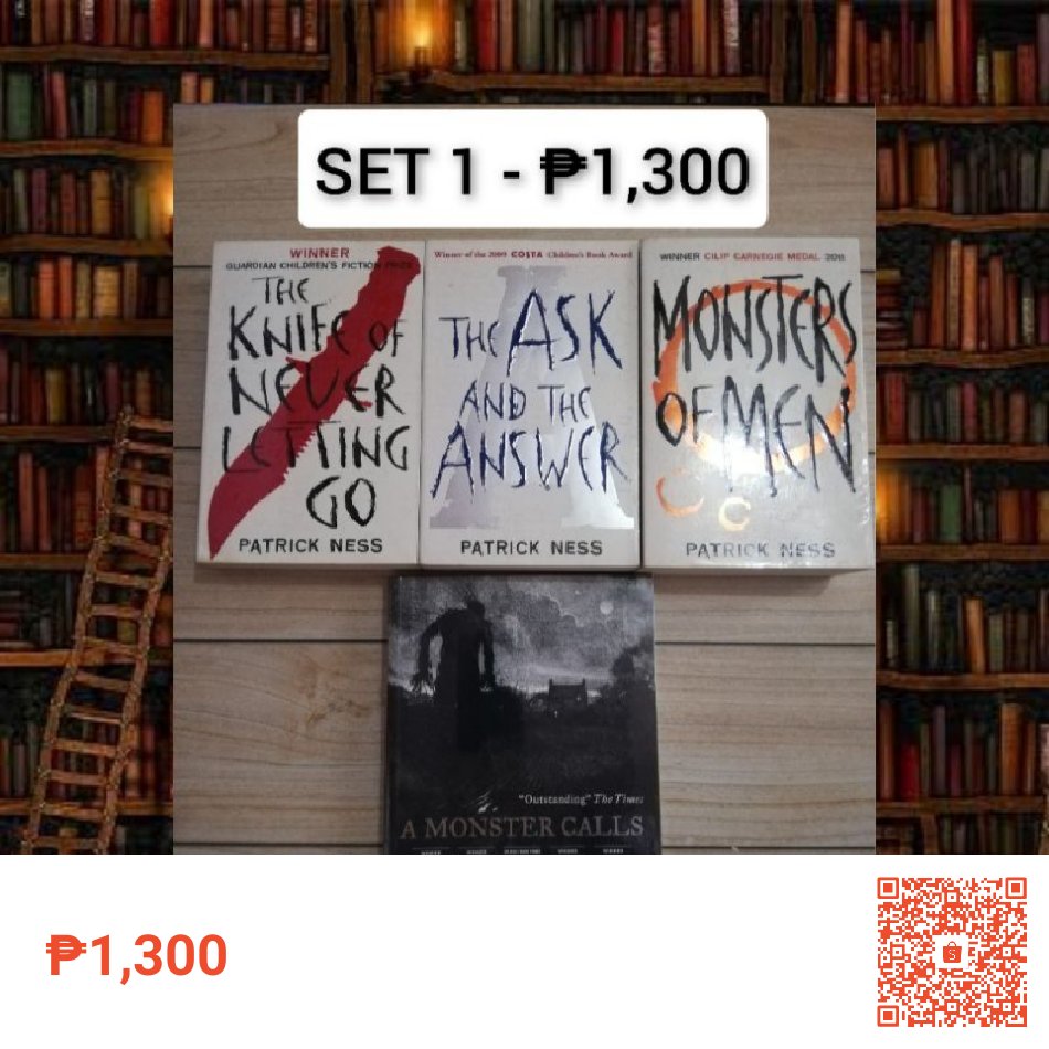 I'm selling SET 1 (Chaos Walking) (A Monster Calls)(4 Books) for ₱1,300. Get it on Shopee now!
 shopee.ph/product/442818…

#ShopeePH #book #books #bookph #booksph #bookforsale #bookforsaleph #booksforsale #booksforsaleph #booksale #booksaleph #bookshop #bookstore #bookstagram