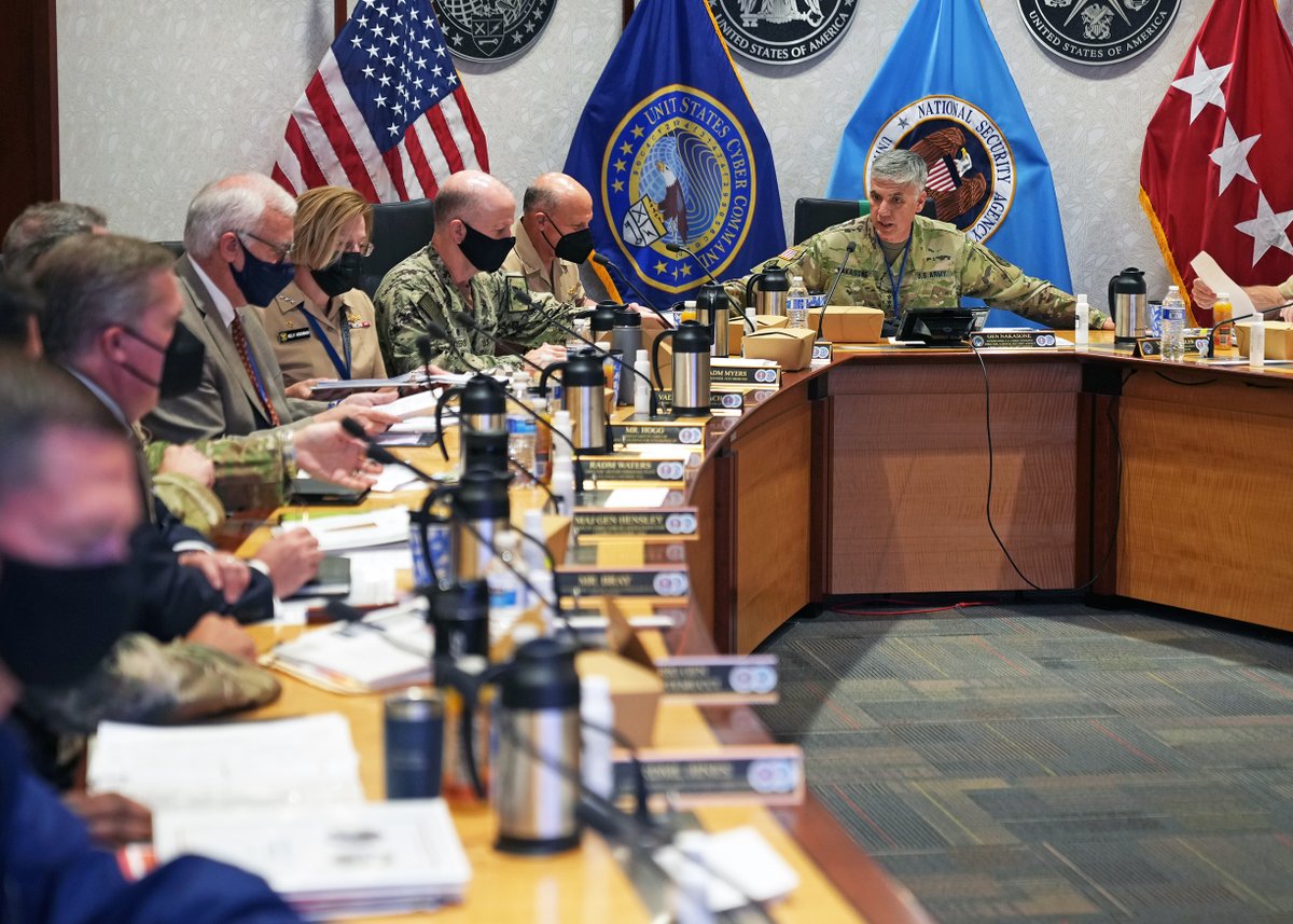 CYBERCOM_DIRNSA's tweet photo. #ICYMI great discussion with @USNavyCNO, Adm. Michael Gilday, on cyber threats, cybersecurity, readiness, and the future of cyber warfare. @FleetCyberCom is a critical player in our efforts to defend the nation against growing threats from malicious cyber actors. https://t.co/kuF6r6Ihyj