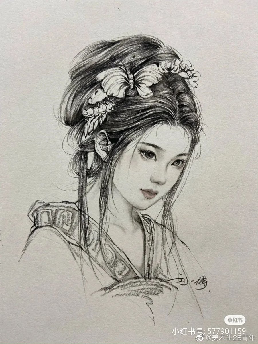 RydhsR's tweet photo. 那一低头的温柔貌美 | 速写
考试话这种风格的速写头头，能有机会考高分吗？ https://t.co/ffft9Hl0Xi