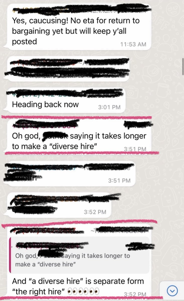 erinoverbey's tweet photo. In May of 2021, I grew even more concerned. I learned that, during a union bargaining session w/the company, “diverse hires” were referred to by an outside proxy as “taking longer” &amp; that it was asserted that “a diverse hire” is separate from “the right hire.” https://t.co/5cPDBWtOjE