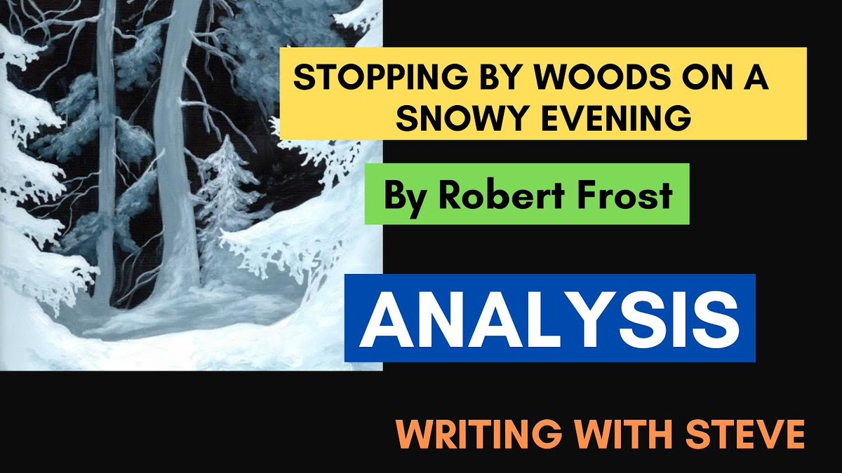 Check out my latest video 'Stopping by Woods on a Snowy Evening by Robert Frost - Poem Analysis' Watch Now: youtu.be/4FM0-6PUL28