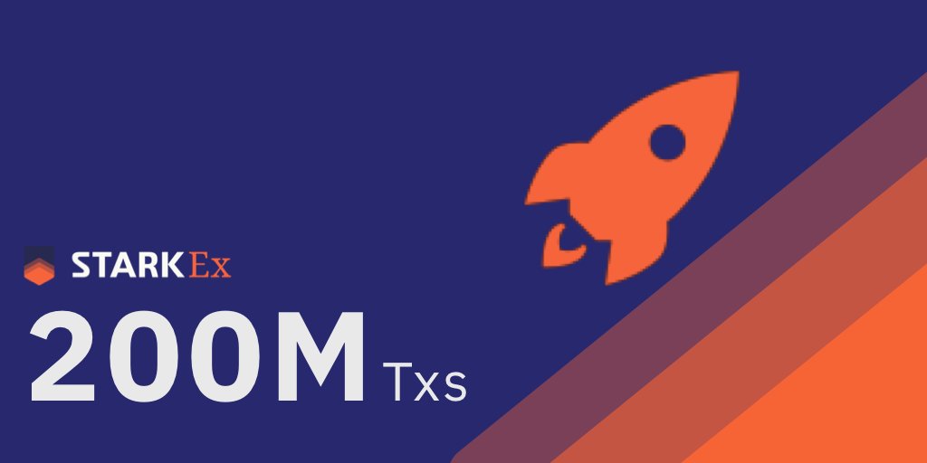 StarkWareLtd's tweet image. &amp;lt;June, 2020&amp;gt;
1 transaction, 2 transactions, 3 transactions…

&amp;lt;July 2022&amp;gt;
200 Million transactions since launch!🎉

🚀🚀🚀
#StarkEx #ScalingEthereum