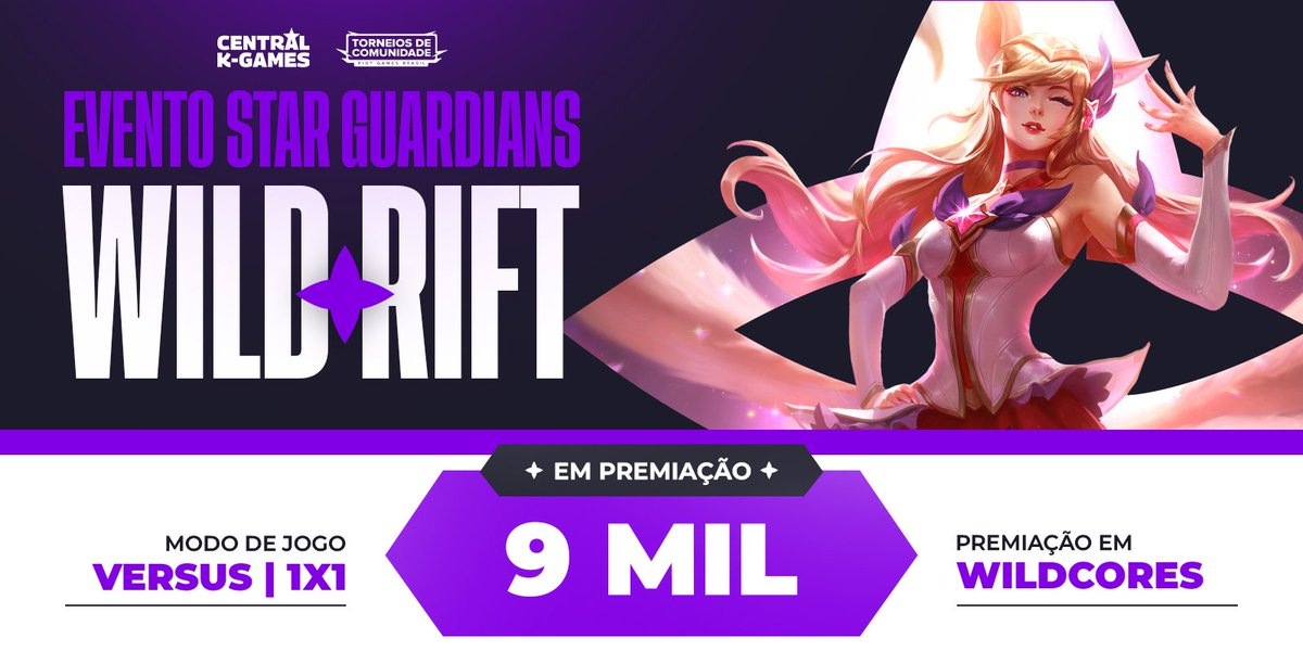 ✨Venha participar do torneio especial de x1 das Guardiãs Estelares no Wild Rift✨

💰São 9.000 Wild Cores em premiação!

📌Link: invite.cm/KlRfYw

#WildRift #StarGuardians