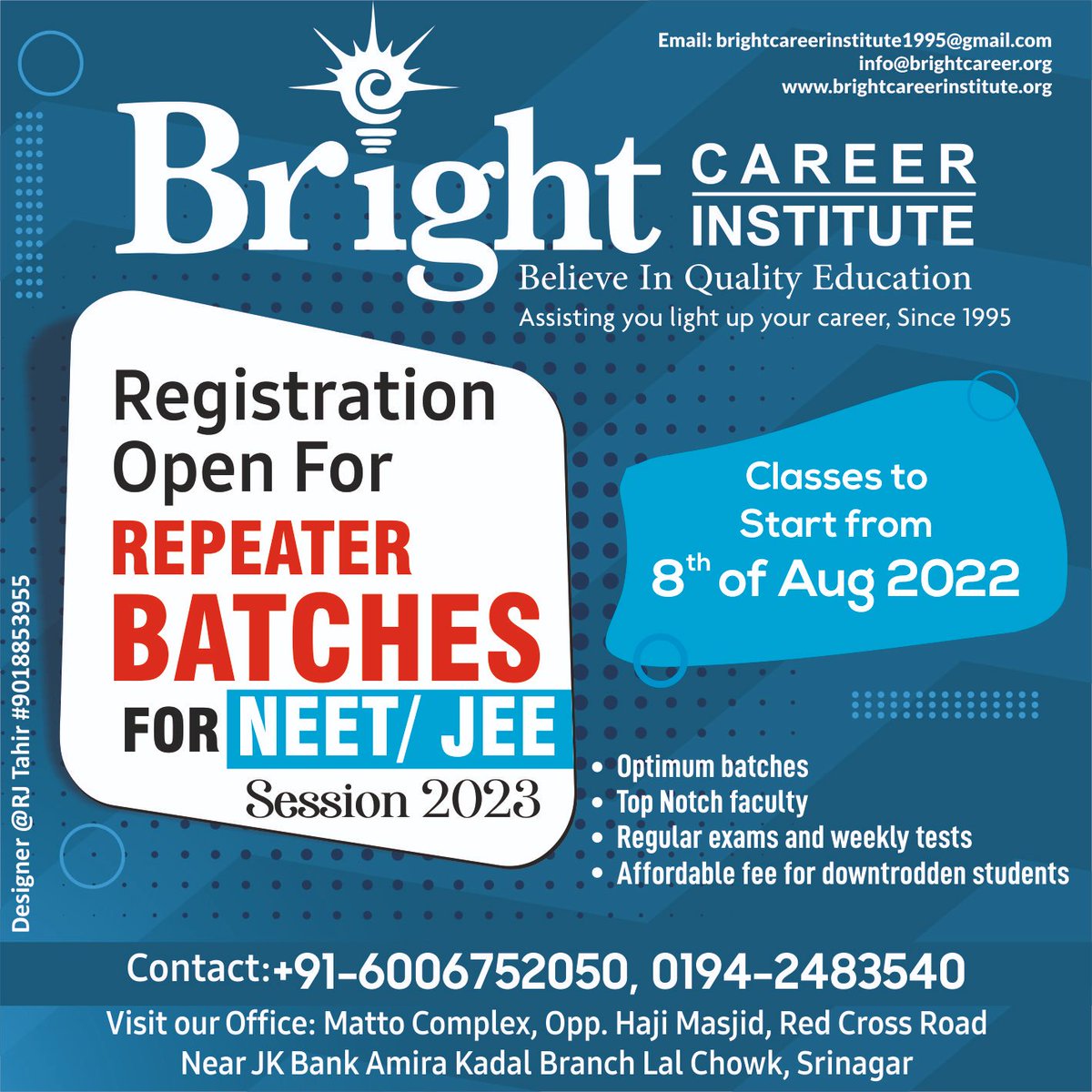 Bright Career Institute
#brightcareerinstitute

.
.
.
.
..
.
.
#kashmir #rjtahirdesings #newskashmir #dallake #education #educationposter #coachinginstitutes #institute #college #school #schoolife #trending #trendingpost #viralpost #educationhub #educational #KashmirFiles