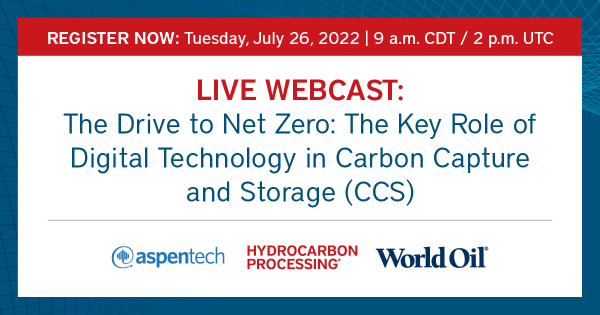 Join presenters from @AspenTech for a live webcast on July 26 at 9am CDT on The Drive to Net Zero: The Key Role of Digital Technology in Carbon Capture and Storage (CCS), register now https://t.co/lNE5aMNYwH https://t.co/E29AyCKxD2