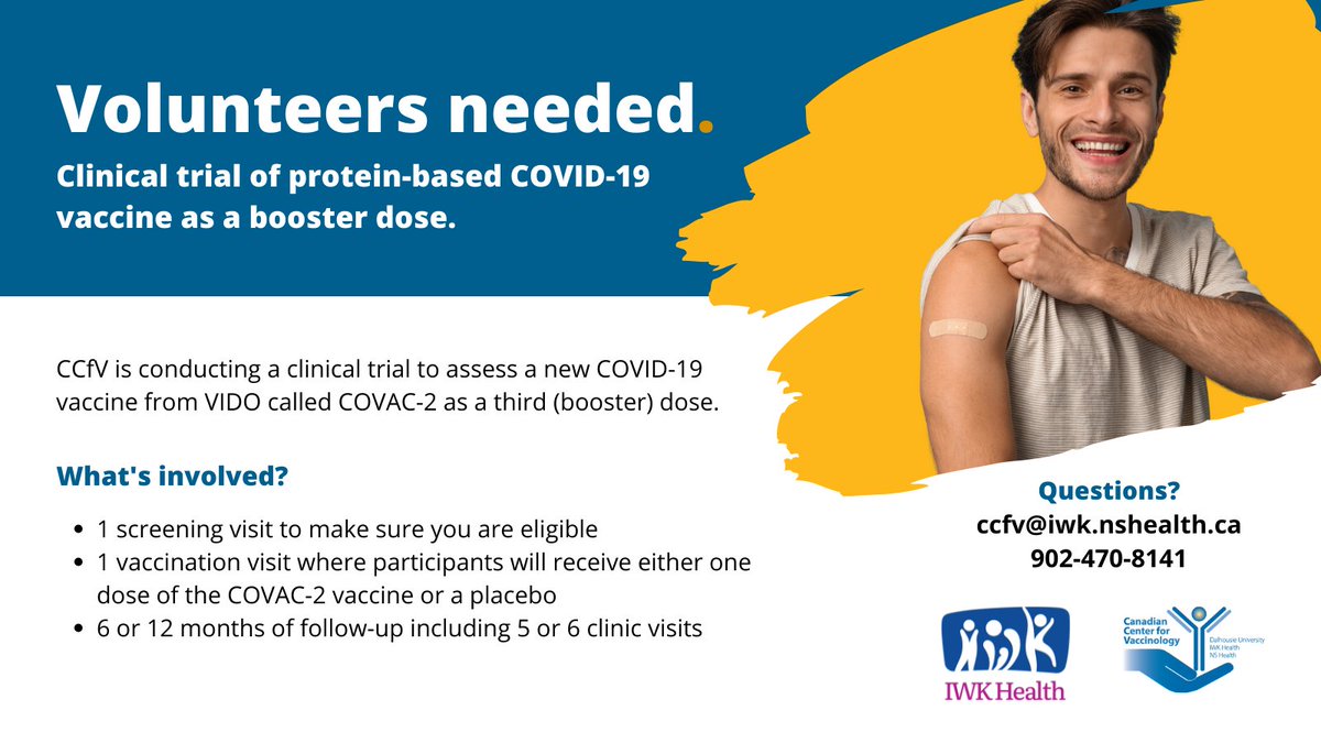 Are you 18+, healthy, &amp; have already had 2 doses of an authorized COVID-19 vaccine? You may be eligible for this clinical trial assessing the COVAC-2 COVID-19 vaccine as a booster dose. Find out more about participation: bit.ly/3a26Seu