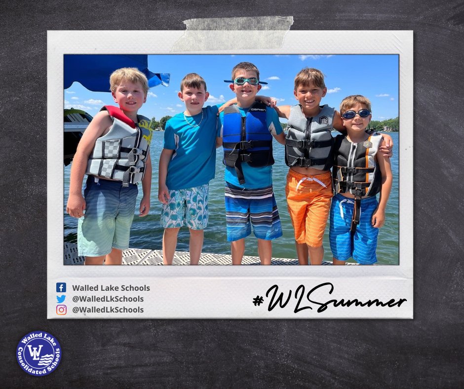 WalledLkSchools's tweet photo. Dublin Elementary's Graham, Emerson, Dylan, Weston and Jackson staying cool on Cedar Island Lake 🚤 #WLSummer
Show us how you're enjoying summer break! Email your photos to info@wlcsd.org for a chance to be featured! #EveryChildEveryDay https://t.co/2lkuTNfZmX