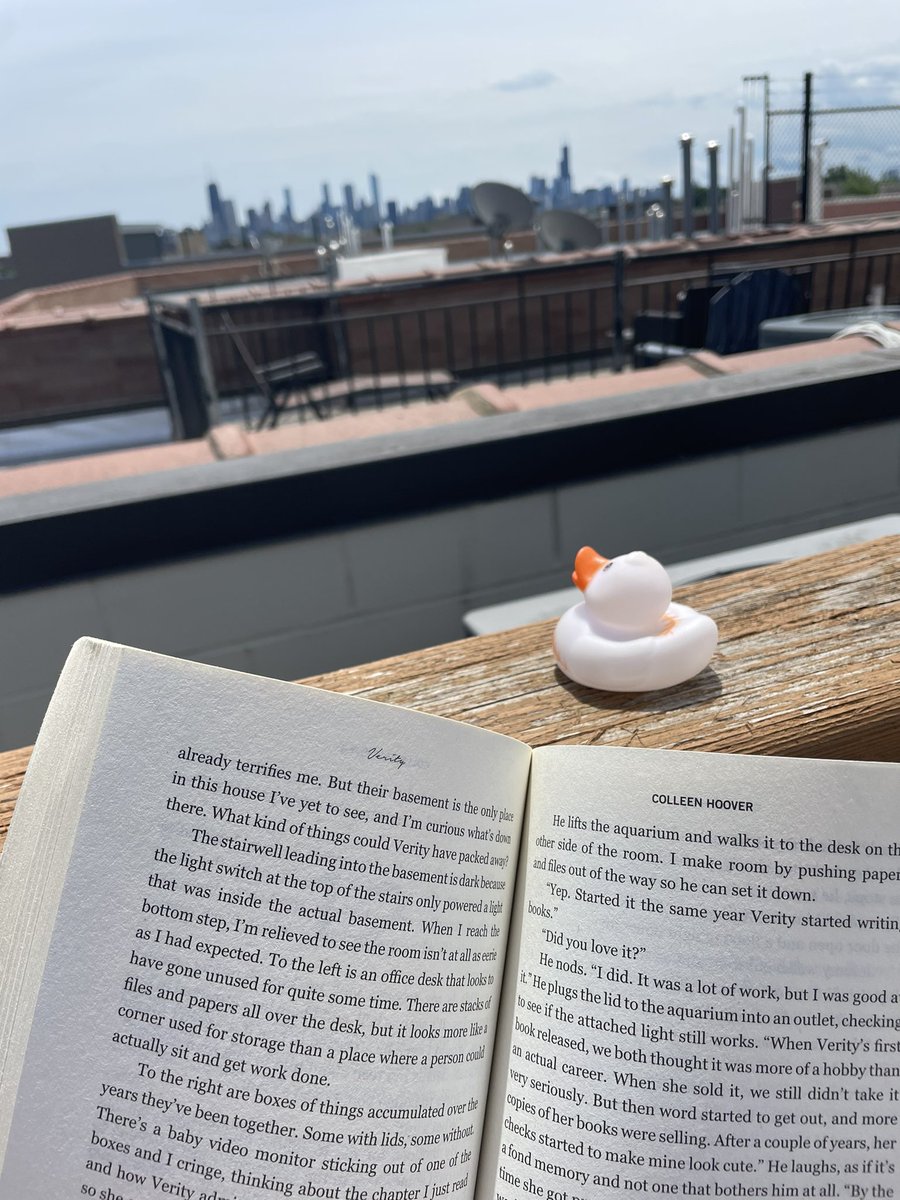 Reading my book while duck enjoys the view of the skyline! #duckbingo <a href="/StoneSchool4/">Stone School</a>