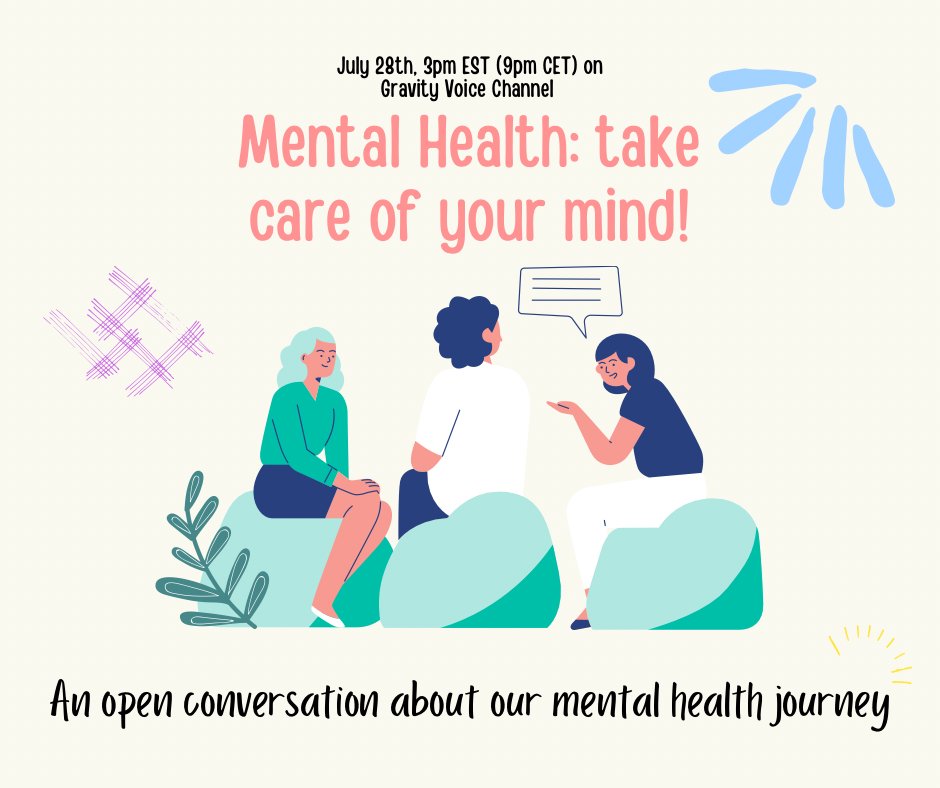 We are excited to host this call so we want to invite you to come to our mental health event! It’s happening this Thursday and we're happy to be creating this space to be mindful of our feelings and emotions without any judgment. Here you are safe to share and express yourself!🦋