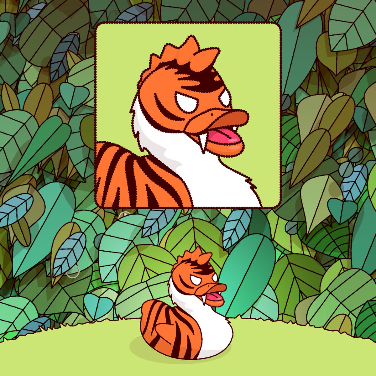 Quack? Roar! 🐯 Introducing Tiger Duck!

One lucky duck that enters the wild jungle party will magically turn into the king of the forest, our new 1/1! 💛 Who will it be?