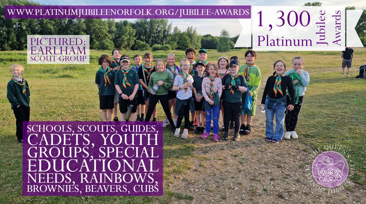 To date, over 1,300 Awards have been bestowed on groups and individuals of all ages.

Patrick Peal MBE DL says: "The Jubilee Awards have worked well for the participants by being inclusive, and individuals setting their own challenges."

Find out more at: platinumjubileenorfolk.org/jubilee-awards