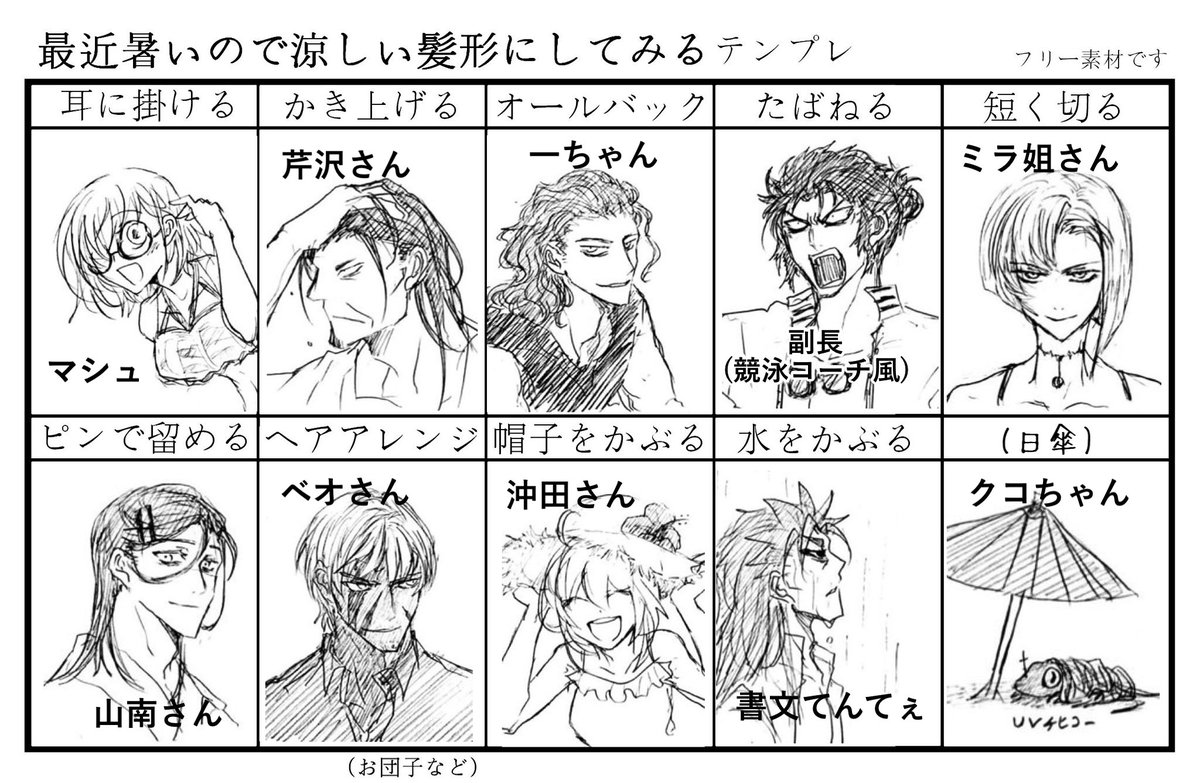 「最近暑いので涼しい髪型にしてみるテンプレ」お借りしました!!とても楽しかったです!! 