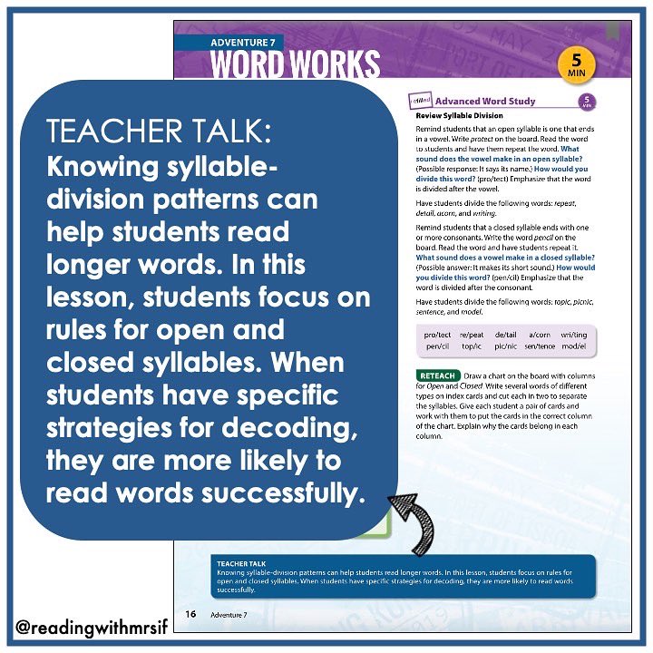 readingwithmsif's tweet photo. #sponsored I’ve been reading a lot lately about advanced decoding with a focus on syllables &amp; morphemes and I LOVED finding these Teacher Talk reminders in Voyager Passport’s intervention program!
@voyagersopris
#voyagerpassport #voyagerpassportambassador #SOR #scienceofreading https://t.co/wgFO2fNrS6