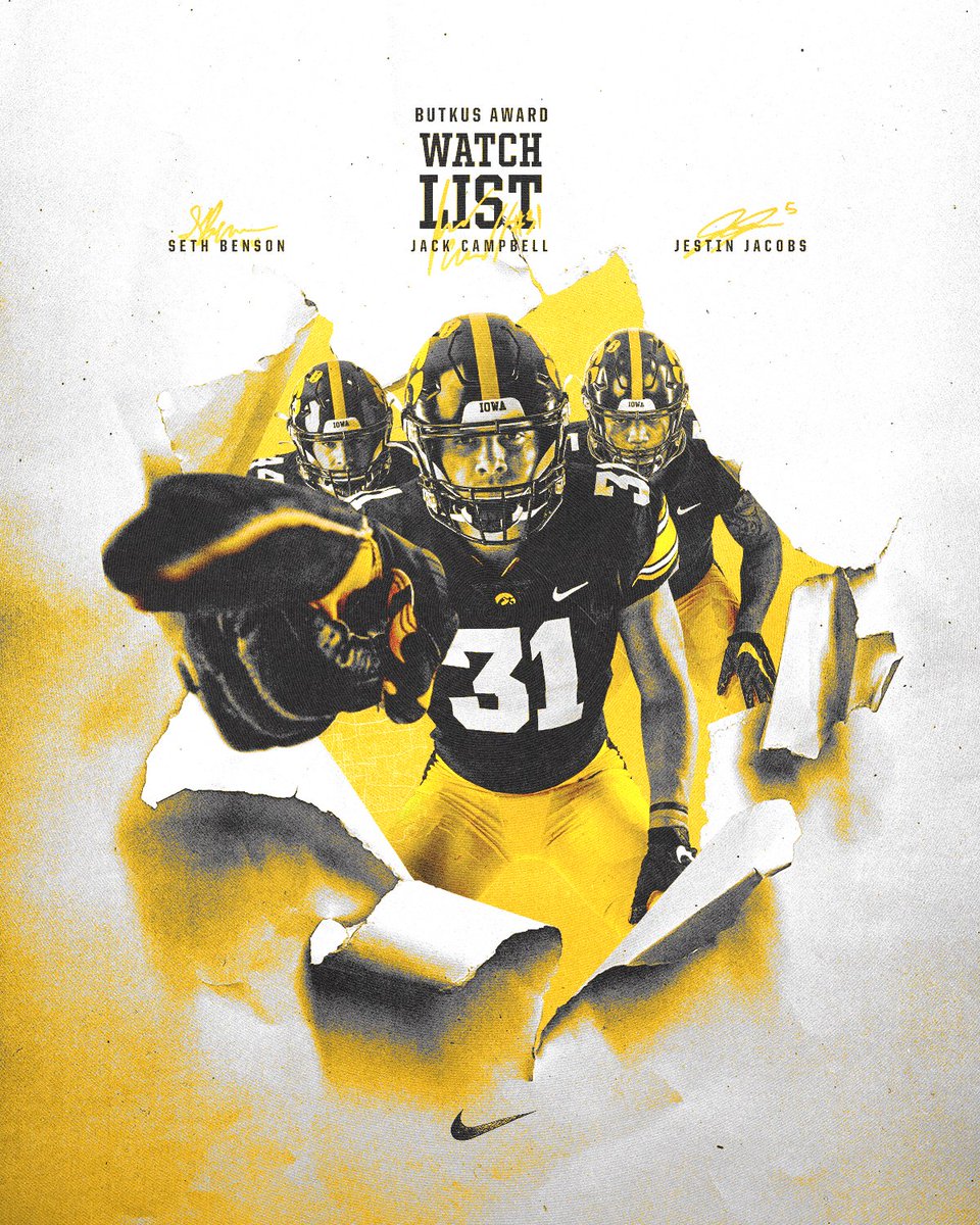 Triple Threat.

The only school in the country with three players on the Butkus Award Watch List, given to the nation's top linebacker.

#Hawkeyes