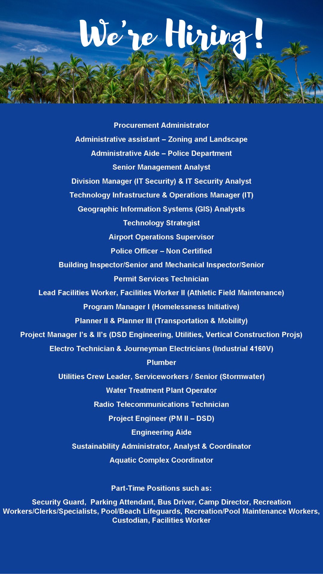 FTL Govt Jobs on Twitter: "Here are this week's hot jobs! Take a look and  apply! https://t.co/BFsmK08jDH #governmentjobs #fortlauderdale #ftl  #publicsectorjobs #hiring #careers #jobs https://t.co/xIBLZV6QHC" / Twitter