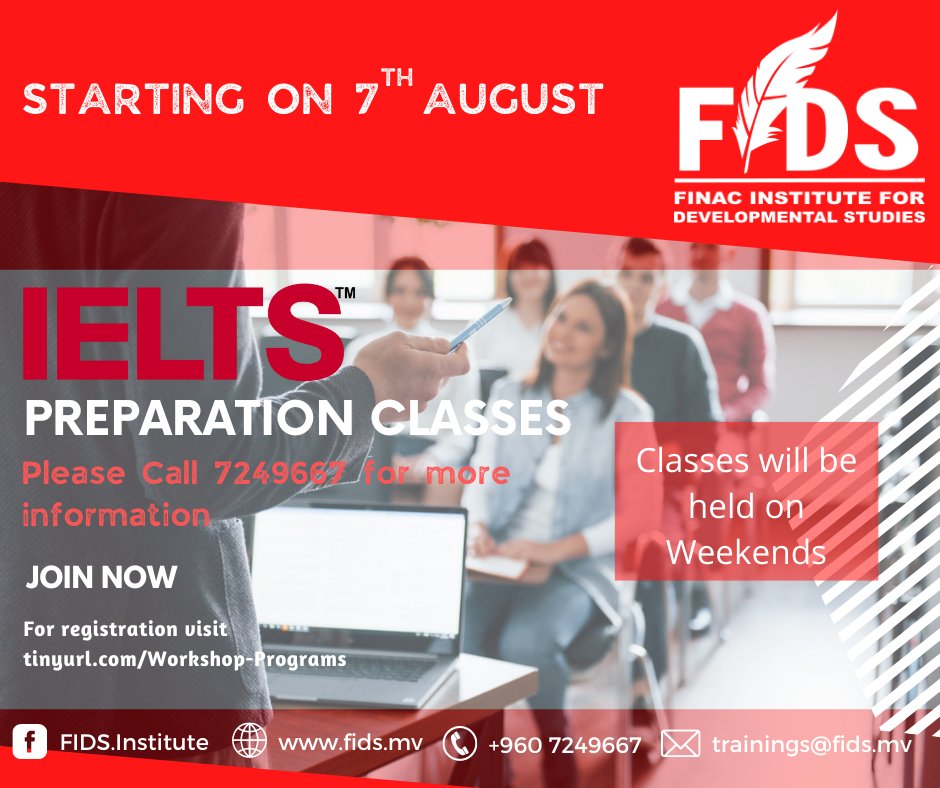 FinacInstitute's tweet photo. IELTS Preparation classes starting on 7th August only on weekends
follow the link to register->https://t.co/8AT2dM9sRe
#IELTS https://t.co/WlH251GqrC