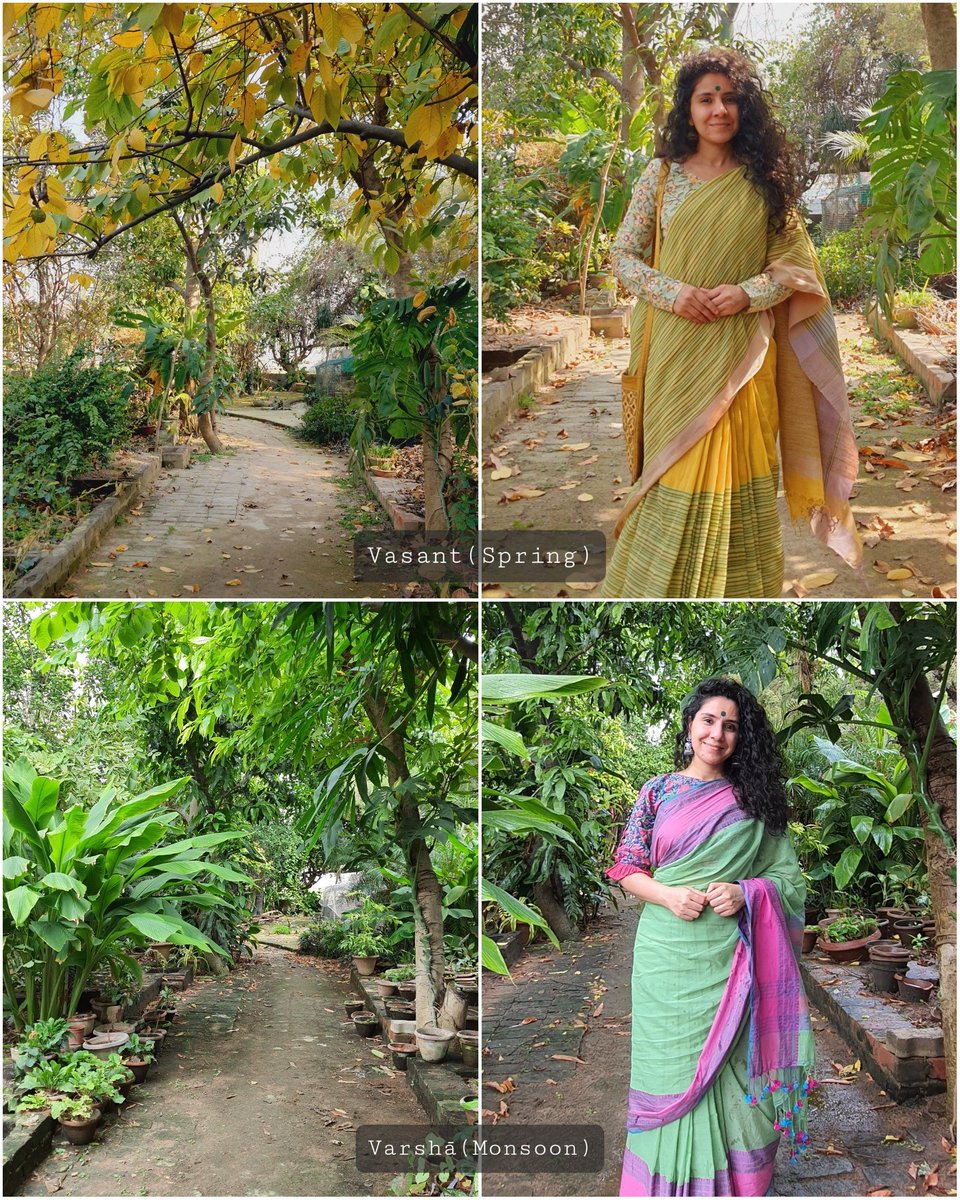 desidrapes's tweet photo. Same person at the exact same place, in two different seasons. The landscape transforms with the season &amp; the dressing becomes harmonious with the seasonal change. This is what #DesiCulture teaches us, respectiving &amp; living in harmony with local conditions. True #sustainability. https://t.co/7EbnSJ6h6G
