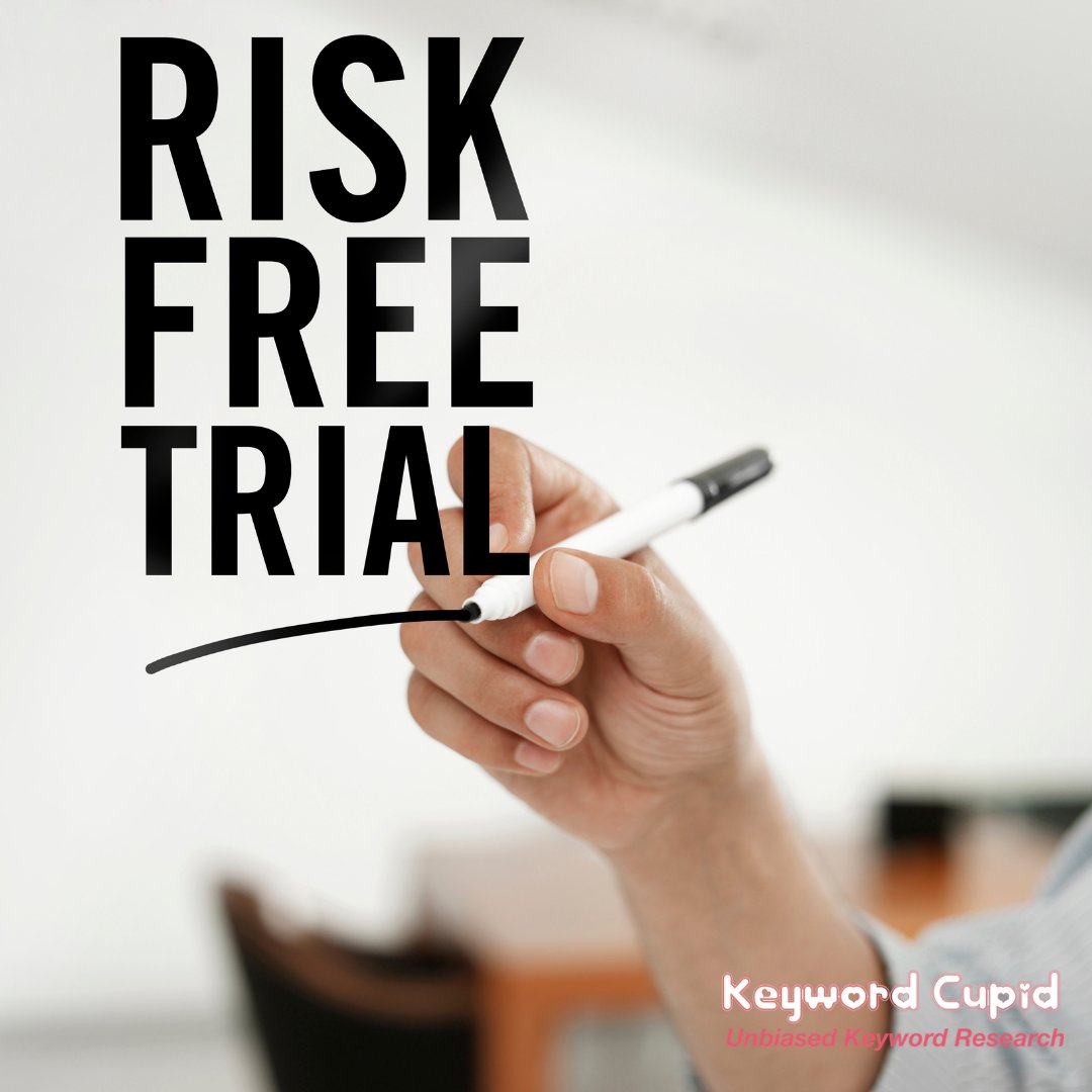 Have you had your free trial yet?

Risk free, unlimited support and a real taste of how Keyword Cupid can help your keyword research. 

No strings, just success - we can almost promise it! 😉