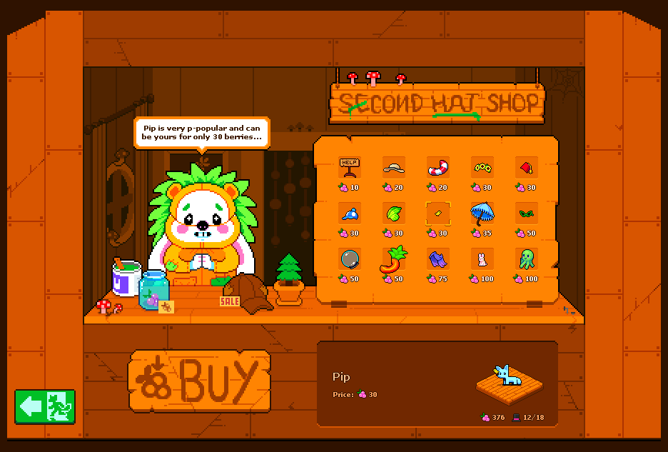 lunarstraygame's tweet photo. A preview of the first in-game hat shop: Second Hat Shop is here! And it's run by none other than Binny the hedgehog 🦔🧡 Let's get those bargains!!

#gamedev #indiedev #indiegame #pixelart https://t.co/ulFJ2lM4JS