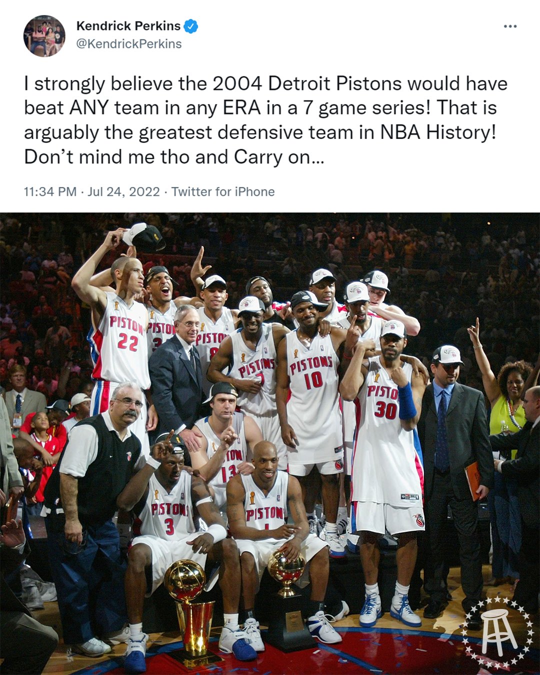 Kendrick Perkins Says The 2004 Pistons Could Beat Any Team In A Seven Game  Series: Arguably The Greatest Defensive Team In NBA History. - Fadeaway  World