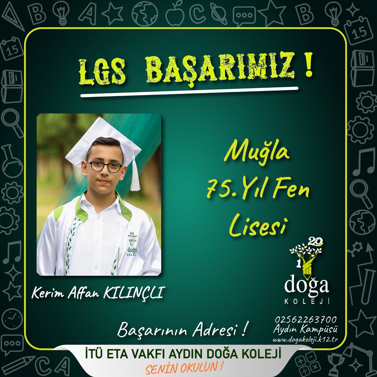 Aydın Doğa Koleji (@dogakolejiaydin) on Twitter photo Aydın Doğa Koleji LGS’de Yine Zirvede 🥇
Aydın Doğa Koleji olarak 2022 LGS yerleştirme sonuçları ile başarımızı taçlandırdık. Emeği geçen tüm öğrenci, öğretmen ve velilerimizi tebrik ederiz.
@aliaykut0909 <a href="/huseyinbas87/">Hüseyin BAŞ</a>
<a href="/GungerHulya/">Hülya Köse GÜNGER</a> <a href="/Sedaahan8/">Seda Şahan</a> Aydın Doğa Koleji LGS’de Yine Zirvede 🥇
Aydın Doğa Koleji olarak 2022 LGS yerleştirme sonuçları ile başarımızı taçlandırdık. Emeği geçen tüm öğrenci, öğretmen ve velilerimizi tebrik ederiz.
@aliaykut0909 <a href="/huseyinbas87/">Hüseyin BAŞ</a>
<a href="/GungerHulya/">Hülya Köse GÜNGER</a> <a href="/Sedaahan8/">Seda Şahan</a>