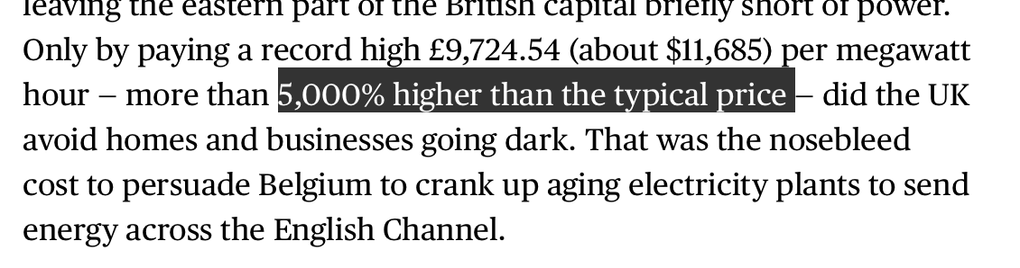 Because of squeezes (and lack of fungibility), electricity is the fattest tailed variable known to me. It is low volatility most of the time then exhibits blowups. London was forced to pay 5000% higher prices over a short period.
#Squeeze
#RWRI #RWRI17
