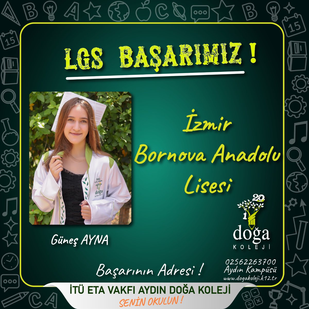 Aydın Doğa Koleji (@dogakolejiaydin) on Twitter photo Aydın Doğa Koleji LGS’de Yine Zirvede 🥇
Aydın Doğa Koleji olarak 2022 LGS yerleştirme sonuçları ile başarımızı taçlandırdık. Emeği geçen tüm öğrenci, öğretmen ve velilerimizi tebrik ederiz.
@aliaykut0909 <a href="/huseyinbas87/">Hüseyin BAŞ</a>
<a href="/GungerHulya/">Hülya Köse GÜNGER</a> <a href="/Sedaahan8/">Seda Şahan</a> Aydın Doğa Koleji LGS’de Yine Zirvede 🥇
Aydın Doğa Koleji olarak 2022 LGS yerleştirme sonuçları ile başarımızı taçlandırdık. Emeği geçen tüm öğrenci, öğretmen ve velilerimizi tebrik ederiz.
@aliaykut0909 <a href="/huseyinbas87/">Hüseyin BAŞ</a>
<a href="/GungerHulya/">Hülya Köse GÜNGER</a> <a href="/Sedaahan8/">Seda Şahan</a>