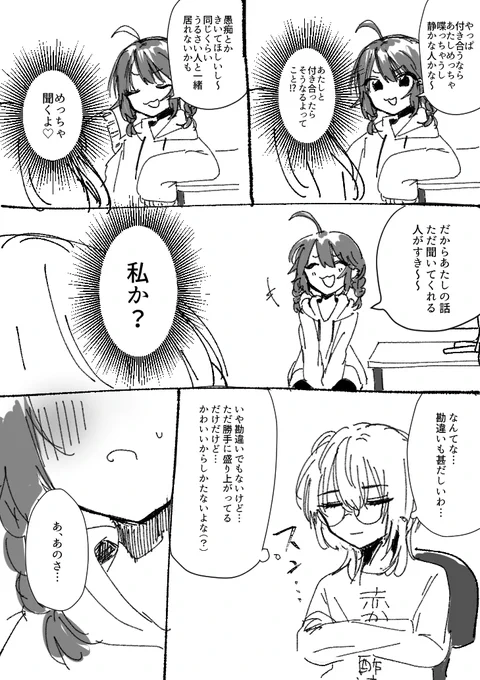 頭悪い恋バナ大学生創作百合漫画できた 