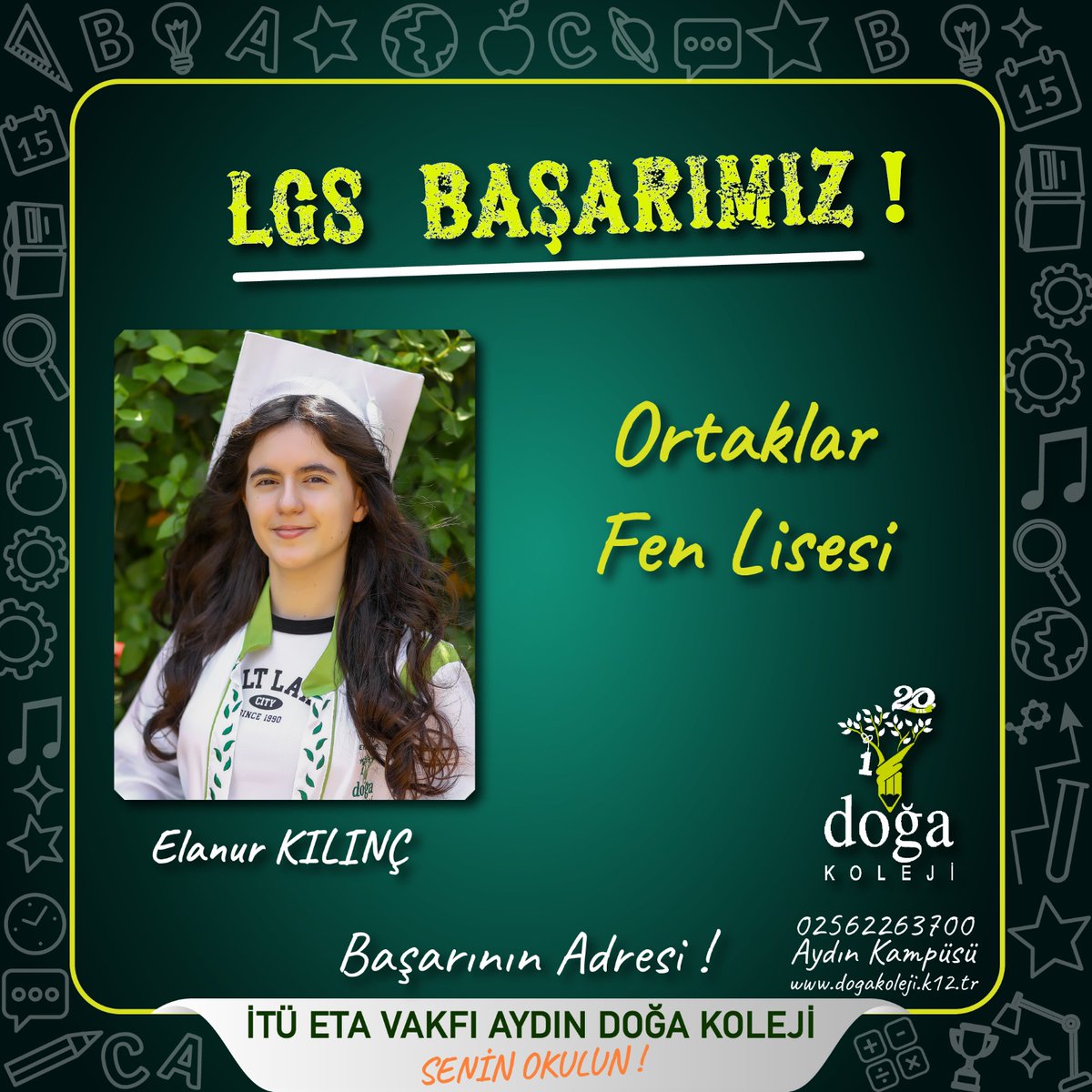 Aydın Doğa Koleji (@dogakolejiaydin) on Twitter photo Aydın Doğa Koleji LGS’de Yine Zirvede 🥇
Aydın Doğa Koleji olarak 2022 LGS yerleştirme sonuçları ile başarımızı taçlandırdık. Emeği geçen tüm öğrenci, öğretmen ve velilerimizi tebrik ederiz.
@aliaykut0909 <a href="/huseyinbas87/">Hüseyin BAŞ</a>
<a href="/GungerHulya/">Hülya Köse GÜNGER</a> <a href="/Sedaahan8/">Seda Şahan</a> Aydın Doğa Koleji LGS’de Yine Zirvede 🥇
Aydın Doğa Koleji olarak 2022 LGS yerleştirme sonuçları ile başarımızı taçlandırdık. Emeği geçen tüm öğrenci, öğretmen ve velilerimizi tebrik ederiz.
@aliaykut0909 <a href="/huseyinbas87/">Hüseyin BAŞ</a>
<a href="/GungerHulya/">Hülya Köse GÜNGER</a> <a href="/Sedaahan8/">Seda Şahan</a>