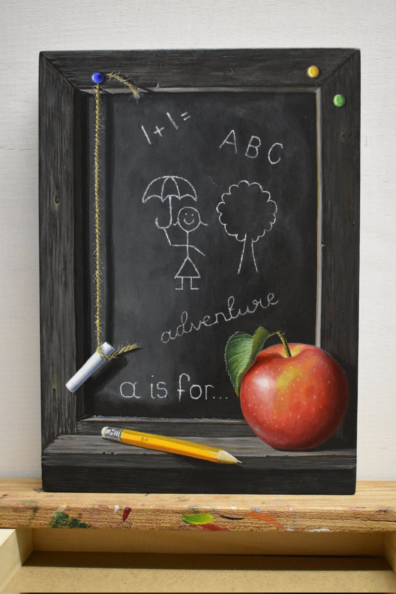 I thoroughly enjoyed painting this trompe l'oeil for a dear friend, who retired from her whole career in education last week. Enjoy retirement Mrs A x