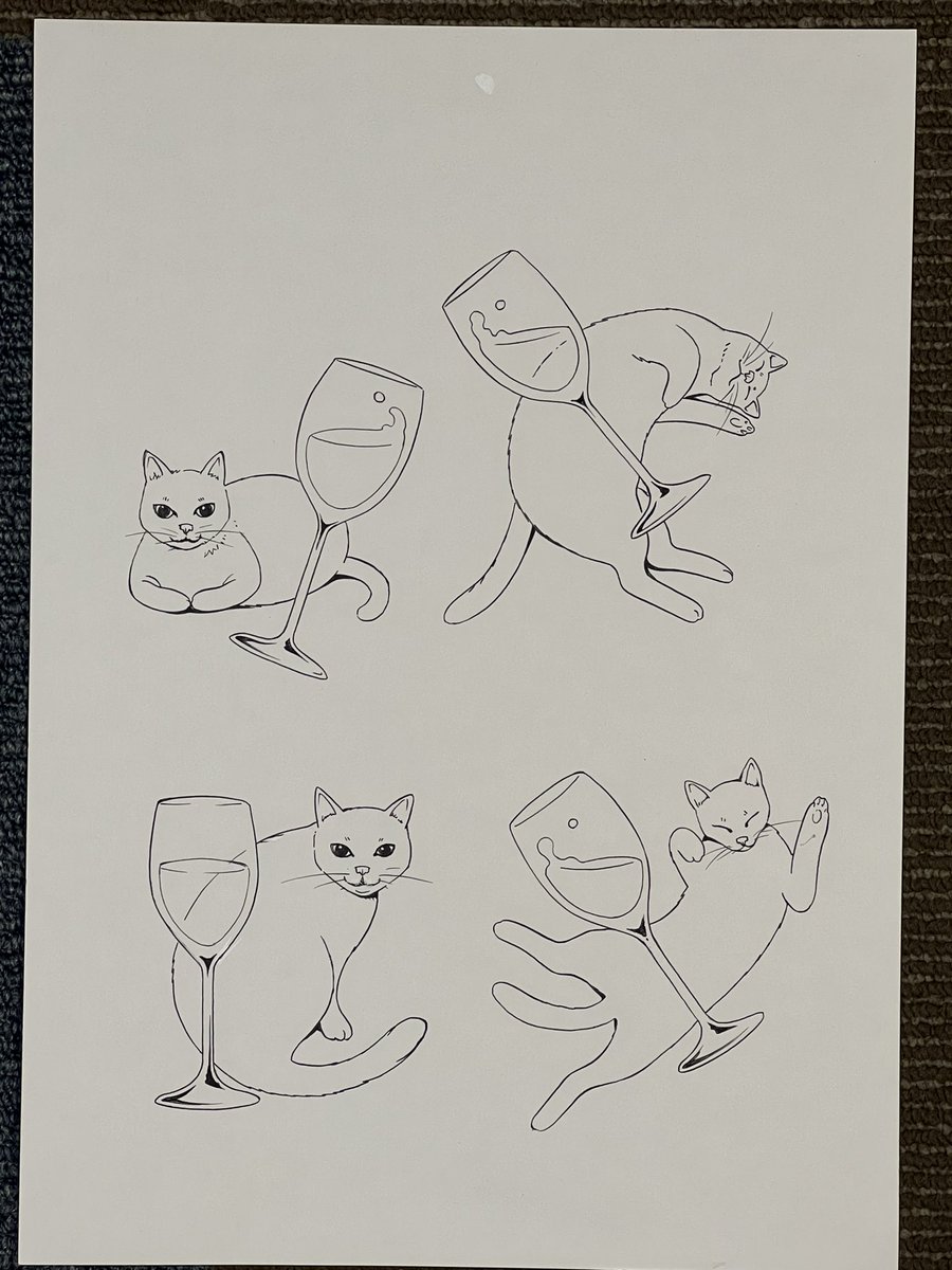 料理教室を開いてる姉の名刺用にデザインしたカットのいくつか。猫とワイングラスの組み合わせ。

それでは皆さんおやすみなさい🌙 