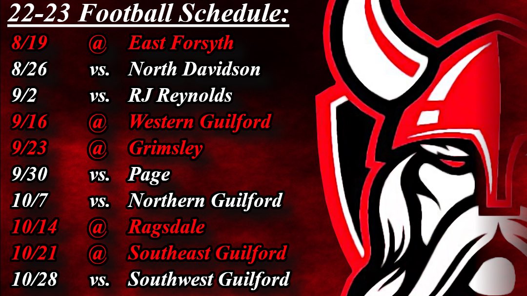 🏈Save the Dates👊

As your Vikings prepare for the season opener bus ride to Kernersville, mark your calendars so YOU can be apart of all the action this season🗓