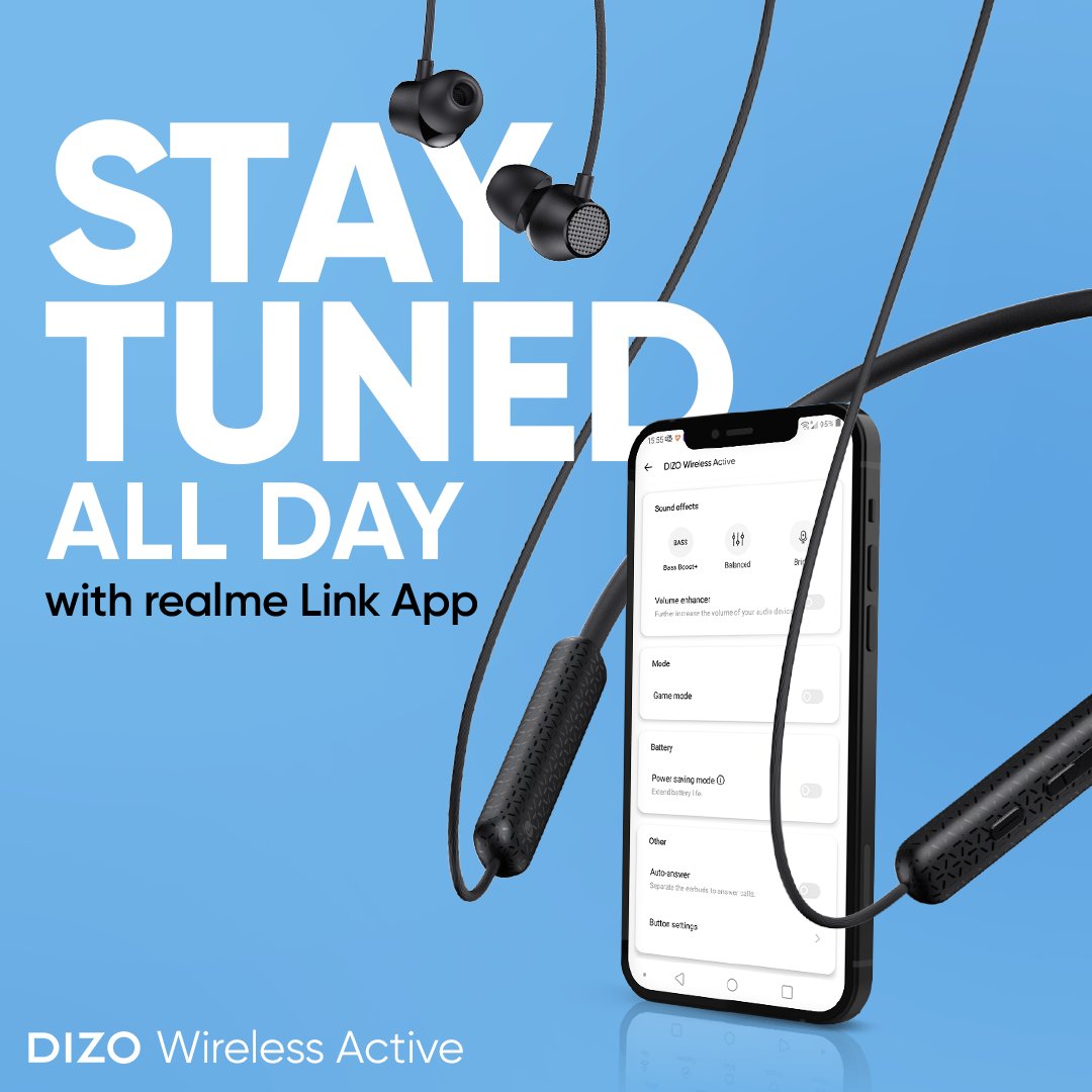 DIZOTech's tweet photo. Do you crave more bass or treble while listening to your favourite song? Customise the equaliser settings and the smart controls of #DIZOWirelessActive through the realme Link App according to your convenience🤯
#DIZO #BeDifferent https://t.co/EAvpQUmJov