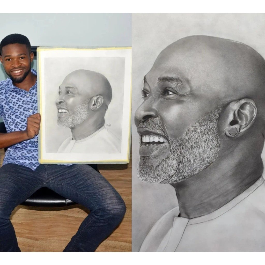 legitngnews's tweet photo. Nigerian artist called Prince, made a beautiful drawing of Nollywood King, RMD!

How would you rate his performance?

Swipe to see this beautiful sketch👏

📸: @Prince_D_art mofedamijo (Instagram)

#legitng #legitposts #rmd #nigerianartist #mondaythoughts https://t.co/kJkl45TjWo